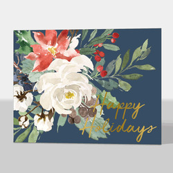 Floral Foil Happy Holiday Folded Cards